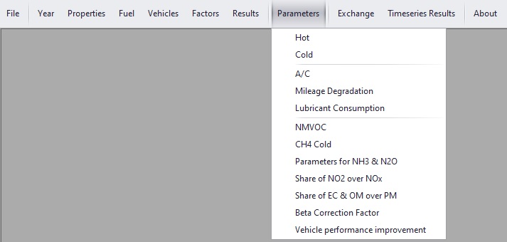 Parameters Copert Documentation